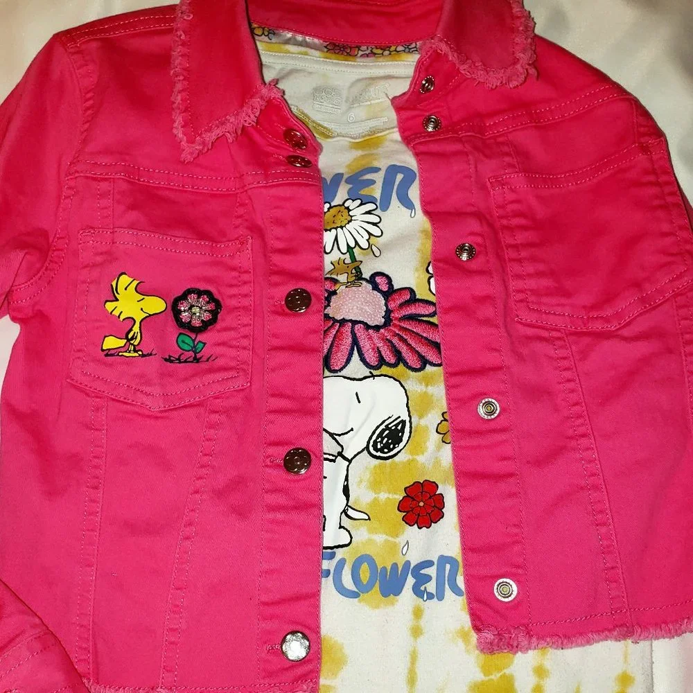 Girls Size 6/7 Peanuts Snoopy 4PC Outfit Bundle